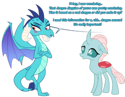 Size: 858x663 | Tagged: safe, artist:queencold, ocellus, princess ember, changeling, dragon, g4, blushing, crossed arms, dragoness, duo, duo female, female, open mouth, simple background, transparent background, vector
