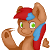 Size: 100x100 | Tagged: safe, artist:lucky-jacky, oc, oc only, oc:allegra mazarine, pegasus, pony, animated, blinking, blue mane, bouncing, brown coat, commission, female, gif, icon, looking at you, pegasus oc, red mane, simple background, smiling, smiling at you, solo, transparent background, two toned mane, waving at you