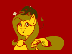 Size: 1800x1350 | Tagged: safe, artist:flutterluv, fluttershy, bull, pegasus, pony, g4, chinese new year, chinese zodiac, cute, lunar new year, lying down, ox, prone, red background, shyabetes, simple background, year of the ox