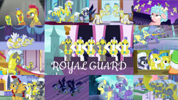 Size: 1958x1102 | Tagged: safe, edit, edited screencap, editor:quoterific, screencap, amethyst stone, applejack, cozy glow, echo (g4), flash magnus, guardian angel (g4), jade barricade, nocturn, radiant gold, silver sable, spearhead, windstorm, bat pony, earth pony, pegasus, pony, unicorn, a canterlot wedding, a rockhoof and a hard place, celestial advice, friendship is magic, g4, luna eclipsed, rarity investigates, school raze, sparkle's seven, the beginning of the end, the cutie mark chronicles, the ending of the end, the times they are a changeling, angry, apple chord, armor, brainwashing, charge, crystal guard, crystal guard armor, duo, duo male, eyes closed, female, filly, guardsmare, hoof shoes, male, mare, messy mane, night guard, open mouth, pegasus royal guard, royal guard, scared, spread wings, stallion, teeth, trio, trio male, unicorn royal guard, wings