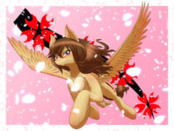 Size: 2000x1500 | Tagged: safe, artist:phoenixperegrine, oc, oc only, oc:shidare sakura, pegasus, pony, abstract background, flying, looking at you, solo, spread wings, wings