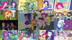 Size: 1970x1109 | Tagged: safe, edit, edited screencap, editor:quoterific, screencap, apple bloom, applejack, fluttershy, juniper montage, pinkie pie, rainbow dash, rarity, sci-twi, scootaloo, spike, spike the regular dog, starlight glimmer, sunset shimmer, sweetie belle, timber spruce, trixie, twilight sparkle, dog, a queen of clubs, equestria girls, equestria girls specials, g4, happily ever after party, my little pony equestria girls: better together, my little pony equestria girls: dance magic, my little pony equestria girls: forgotten friendship, my little pony equestria girls: legend of everfree, my little pony equestria girls: movie magic, my little pony equestria girls: rainbow rocks, my little pony equestria girls: rollercoaster of friendship, overpowered (equestria girls), perfect day for fun, text support, text support: sunset shimmer, the salty sails, applejack's hat, clothes, covering eyes, cowboy hat, cutie mark crusaders, duo, duo female, evil laugh, eyes closed, female, geode of empathy, geode of fauna, geode of shielding, geode of sugar bombs, geode of super strength, geode of telekinesis, glasses, hat, humane five, humane seven, humane six, laughing, magical geodes, male, open mouth, phone, swimsuit, trio, trio female, wet hair