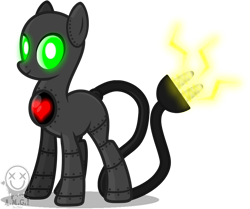 Size: 901x753 | Tagged: safe, artist:amgiwolf, oc, oc only, pony, robot, robot pony, augmented tail, heart, plug, simple background, smiling, solo, transparent background