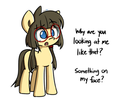 Size: 1176x939 | Tagged: safe, artist:spheedc, oc, oc only, oc:sphee, earth pony, pony, digital art, female, glasses, mare, simple background, solo, text, white background
