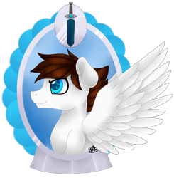 Size: 1878x1919 | Tagged: safe, artist:spokenmind93, oc, pegasus, pony, bust, commission, pegasus oc, portrait, signature, sword, weapon, wings