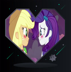 Size: 2543x2549 | Tagged: safe, edit, editor:ktd1993, applejack, rarity, equestria girls, equestria girls specials, g4, my little pony equestria girls: better together, my little pony equestria girls: rollercoaster of friendship, blushing, female, high res, lesbian, ship:rarijack, shipping