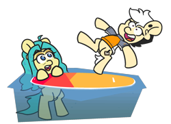 Size: 1800x1300 | Tagged: safe, artist:threetwotwo32232, oc, oc only, pony, falling, female, mare, surfboard, swimming