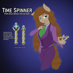 Size: 1078x1080 | Tagged: safe, artist:nudeknightart, oc, oc only, oc:time spinner, earth pony, anthro, big hair, clothes, colored, doctor who, drill hair, female, solo, sonic screwdriver, suit, time lady, time lord