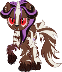Size: 1248x1436 | Tagged: safe, artist:php178, derpibooru exclusive, oc, oc only, oc:moonlight howl, hengstwolf, hybrid, werewolf, wolf, wolf pony, zebra, zebracorn, zony, .svg available, claws, cute, cute little fangs, determined, determined face, determined look, determined smile, devious smile, eye color change, fangs, female, inkscape, looking at you, mare, paws, race swap, red eyes, red eyes take warning, simple background, slit pupils, smiling, smiling at you, snout, solo, stripes, svg, transparent background, vector, zebra stripes