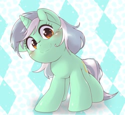 Size: 1812x1668 | Tagged: safe, artist:kurogewapony, lyra heartstrings, pony, unicorn, g4, blushing, cute, female, looking at you, lyrabetes, sitting, solo