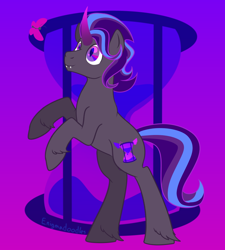 Size: 900x1000 | Tagged: safe, artist:enigmadoodles, oc, oc only, oc:blacklight, pony, rearing, solo