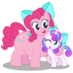 Size: 3266x3258 | Tagged: safe, artist:aleximusprime, pinkie pie, princess flurry heart, alicorn, earth pony, pony, flurry heart's story, g4, adorafatty, auntie pinkie, bow, cute, diabetes, diabetes intensifies, diapinkes, fat, female, filly, filly flurry heart, flurrybetes, high res, hug, mare, older, older flurry heart, pudgy pie, simple background, transparent background