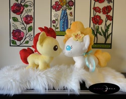 Size: 1140x898 | Tagged: safe, artist:purplenebulastudios, bright mac, pear butter, pony, g4, baby, baby pony, female, irl, male, photo, plushie, ship:brightbutter, shipping, straight