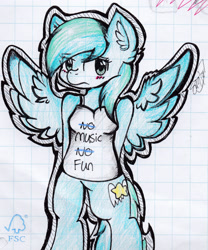Size: 1397x1681 | Tagged: safe, artist:sharkdoggo, oc, oc only, oc:starshine, anthro, graph paper, solo, traditional art