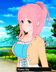 Size: 1626x2073 | Tagged: safe, artist:yosegaman, fluttershy, human, g4, 3d, adorasexy, alternate hairstyle, anime, breasts, busty fluttershy, cleavage, clothes, cute, humanized, koikatsu, ponytail, sexy, shyabetes, solo
