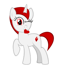 Size: 1800x1900 | Tagged: safe, artist:strategypony, oc, oc only, oc:ruby, pony, unicorn, :3, cute, female, heart, holiday, looking at you, mare, mouth hold, one eye closed, simple background, transparent background, valentine's day