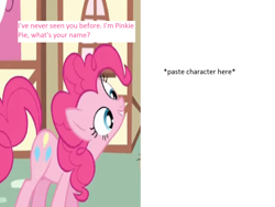 Size: 1152x864 | Tagged: safe, artist:cmara, pinkie pie, earth pony, pony, g4, blank, cute, insert picture here, meme, meme template, pinkie pie meets who meme, solo