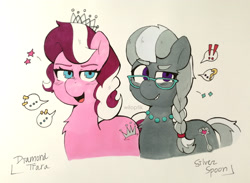 Size: 3848x2816 | Tagged: safe, artist:wiloptik, diamond tiara, silver spoon, pony, g4, high res, traditional art