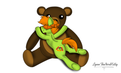 Size: 5030x3030 | Tagged: safe, artist:small-brooke1998, earth pony, pony, eyes closed, freckles, giant plushie, hug, mask, michelangelo, plushie, ponified, smiling, teddy bear, teenage mutant ninja turtles, underhoof