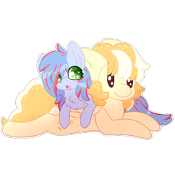 Size: 2000x2000 | Tagged: safe, artist:michini, oc, oc only, oc:orange cream, pegasus, pony, cuddling, cute, high res, plushie, simple background, transparent background