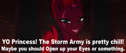 Size: 1920x804 | Tagged: safe, artist:ejlightning007arts, edit, edited screencap, screencap, tempest shadow, pony, unicorn, g4, my little pony: the movie, armor, broken horn, eye scar, horn, implied twilight sparkle, meme, open mouth, open up your eyes, reference, scar, star wars, star wars detours, yo dude the empire is pretty chill