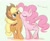 Size: 2048x1664 | Tagged: safe, artist:noupu, applejack, pinkie pie, earth pony, pony, g4, apple, basket, duo, eyes closed, food, green background, misleading thumbnail, personal space invasion, silly, simple background, smelling, squishy cheeks