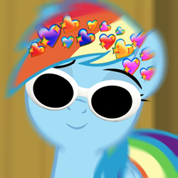 Size: 800x800 | Tagged: safe, edit, edited screencap, screencap, rainbow dash, pegasus, pony, g4, filter, photo, snapchat, solo