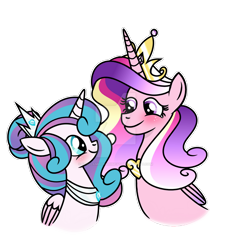 Size: 1280x1388 | Tagged: safe, artist:stellamoonshineyt, princess cadance, princess flurry heart, pony, g4, female, mother and child, mother and daughter, obtrusive watermark, older, simple background, transparent background, watermark