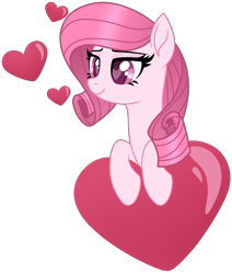 Size: 2462x2899 | Tagged: safe, artist:muhammad yunus, artist:starshade, oc, oc only, oc:annisa trihapsari, earth pony, pony, g4, base used, bedroom eyes, female, heart, heart eyes, high res, holiday, mare, not rarity, pink body, pink hair, simple background, smiling, solo, transparent background, valentine's day, vector, wingding eyes