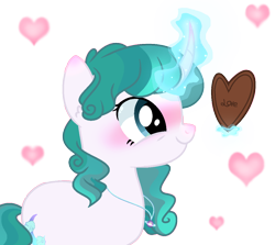 Size: 1138x1014 | Tagged: safe, artist:nakotl, oc, oc only, oc:crystal swirl, pony, unicorn, base used, female, heart, magic, mare, offspring, parent:mistmane, parent:star swirl the bearded, parents:mistswirl, simple background, solo, transparent background