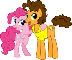 Size: 3575x3000 | Tagged: safe, artist:cloudy glow, cheese sandwich, pinkie pie, earth pony, pony, g4, bipedal, duo, female, high res, male, open mouth, ship:cheesepie, shipping, simple background, straight, transparent background, vector