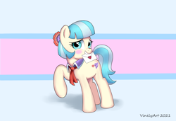 Size: 928x633 | Tagged: safe, artist:vinilyart, coco pommel, earth pony, pony, g4, blushing, cocobetes, confession, cute, hearts and hooves day, holiday, letter, solo, valentine's day