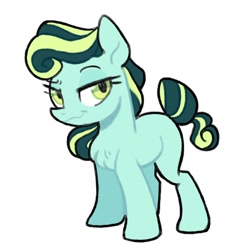 Size: 1700x1700 | Tagged: dead source, safe, artist:yaco, oc, oc only, oc:sour mint, earth pony, pony, chest fluff, female, magical lesbian spawn, mare, offspring, parent:bon bon, parent:lyra heartstrings, parents:lyrabon, simple background, solo, white background