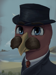 Size: 1280x1724 | Tagged: safe, artist:monx94, oc, oc only, equestria at war mod, facial hair, formal, hat, moustache, solo, top hat