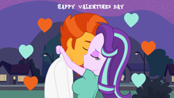 Size: 1920x1080 | Tagged: safe, artist:lhenao, starlight glimmer, sunburst, human, unicorn, equestria girls, g4, female, kissing, male, ship:starburst, shipping, straight