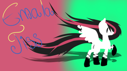 Size: 1024x573 | Tagged: safe, artist:emalajiss36, oc, oc only, oc:emala jiss, pegasus, pony, abstract background, coat markings, female, mare, pegasus oc, raised hoof, socks (coat markings), solo, wings