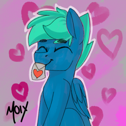 Size: 2000x2000 | Tagged: safe, artist:supermoix, oc, oc only, oc:supermoix, pegasus, pony, cute, eyes closed, happy, heart, high res, holiday, solo, valentine's day