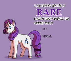Size: 3500x3000 | Tagged: safe, artist:applejackofalltrades, rarity, pony, unicorn, g4, hearts and hooves day, high res, holiday, smiling, solo, text, valentine's day, valentine's day card