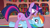 Size: 1920x1080 | Tagged: safe, rainbow dash, twilight sparkle, pegasus, pony, unicorn, double rainboom, g4, angry, duo, female, golden oaks library, grin, library, looking at each other, looking at someone, mare, nervous, nervous smile, smiling, twilight sparkle is not amused, unamused, unicorn twilight