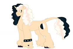 Size: 1280x854 | Tagged: safe, artist:itstechtock, oc, oc only, oc:halfmoon cookie, pony, unicorn, female, mare, offspring, parent:fresh coat, parent:sweet biscuit, simple background, solo, tongue out, unshorn fetlocks, white background