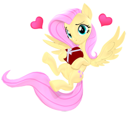 Size: 2410x2160 | Tagged: safe, artist:owlpirate, fluttershy, pegasus, pony, g4, 3d, box of chocolates, cute, heart, high res, holiday, shyabetes, simple background, solo, transparent background, valentine's day