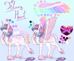 Size: 1118x921 | Tagged: safe, artist:malinraf1615, princess flurry heart, alicorn, pony, g4, :p, alternate hairstyle, blue background, chest fluff, female, leonine tail, mare, markings, older, older flurry heart, raised hoof, raised leg, reference sheet, simple background, solo, tongue out, unshorn fetlocks