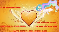 Size: 1210x661 | Tagged: safe, artist:mlpfan3991, princess celestia, alicorn, pony, g4, hearts and hooves day, holiday, valentine's day, valentine's day card