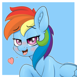 Size: 4000x4000 | Tagged: safe, artist:yelowcrom, rainbow dash, pegasus, pony, g4, blushing, cheek fluff, cute, ear fluff, female, heart, heart eyes, hearts and hooves day, holiday, looking at you, mare, simple background, valentine's day, wingding eyes, wings