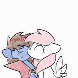 Size: 560x560 | Tagged: safe, artist:sugar morning, oc, oc only, oc:bizarre song, oc:sugar morning, pegasus, pony, g4, animated, bust, cape, clothes, couple, cute, daaaaaaaaaaaw, female, frame by frame, gif, kissing, love, male, mare, oc x oc, ocbetes, shipping, simple background, smooch, stallion, straight, sugarre, weapons-grade cute, white background