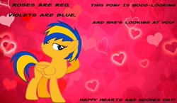 Size: 1200x694 | Tagged: safe, artist:mlpfan3991, oc, oc:flare spark, pegasus, pony, g4, female, hearts and hooves day, holiday, valentine's day, valentine's day card