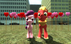Size: 1024x640 | Tagged: safe, artist:sonic5421, big macintosh, sugar belle, g4, 3d, balloon, gmod, hearts and hooves day, holiday, valentine's day