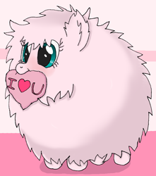 Size: 1430x1614 | Tagged: safe, artist:ewrrfb, oc, oc only, oc:fluffle puff, earth pony, pony, blushing, cute, heart, holiday, solo, text, valentine's day