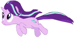 Size: 1280x663 | Tagged: safe, artist:benpictures1, starlight glimmer, pony, unicorn, celestial advice, g4, cute, female, glimmerbetes, inkscape, jumping, simple background, solo, transparent background