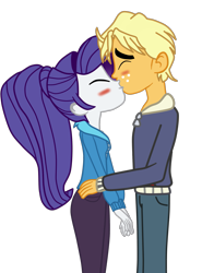 Size: 1483x2008 | Tagged: safe, artist:gmaplay, ragamuffin (g4), rarity, equestria girls, g4, female, kissing, male, shipping, simple background, straight, transparent background